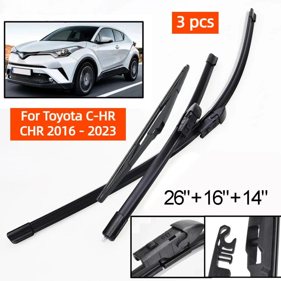 Front & Rear Wiper Blades Set For Toyota C-HR CHR 2016 - 2023 Windshield Windscreen Window Brushes 26