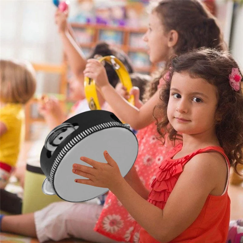 

4 шт., набор ручных барабанов для взрослых, набор ручных барабанов с колокольчиком, деревянный барабан, 4 дюйма, 6 дюймов, 8 дюймов, 10 дюймов, ручной барабан-AT20