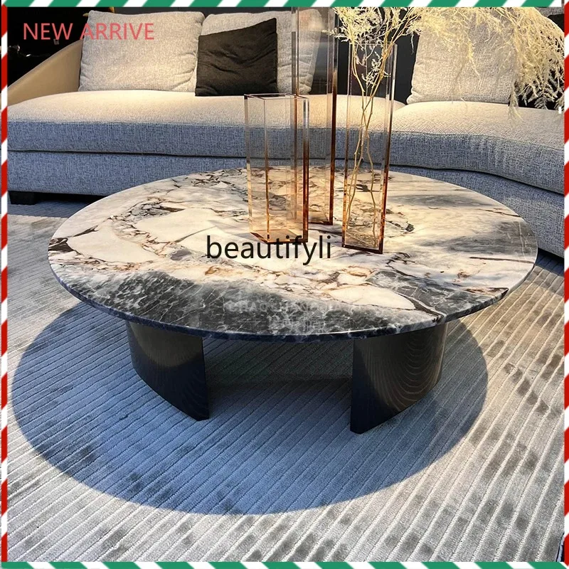 V132 Italian simple luxury natural marble coffee table light luxury coffee table household high-end coffee table combination