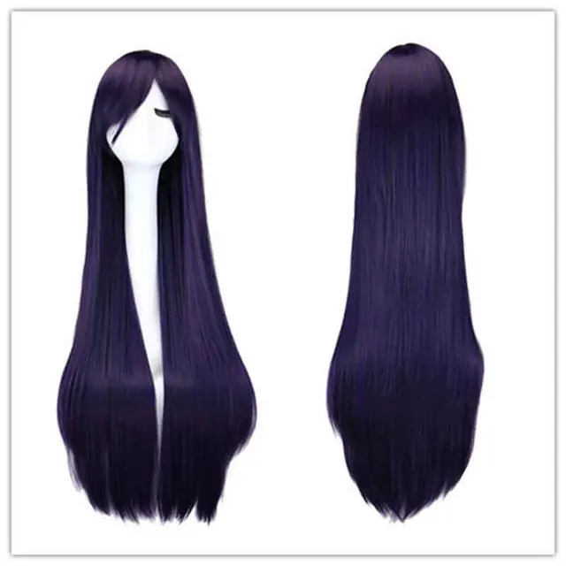 100cm Sailor Mars Rei Hino długa prosta peruka do cosplay fioletowy czarny żaroodporne syntetyczne peruki do włosów + czapka z peruką