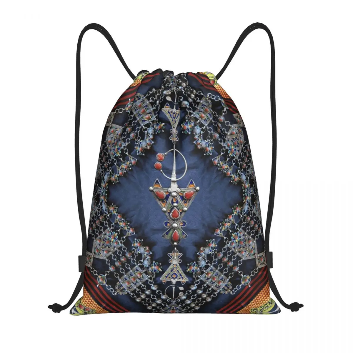 Custom Kabyle Jewelery Drawstring Bags for Training Yoga Backpacks Women Men Amazigh Algeria Dress Sports Gym Sackpack