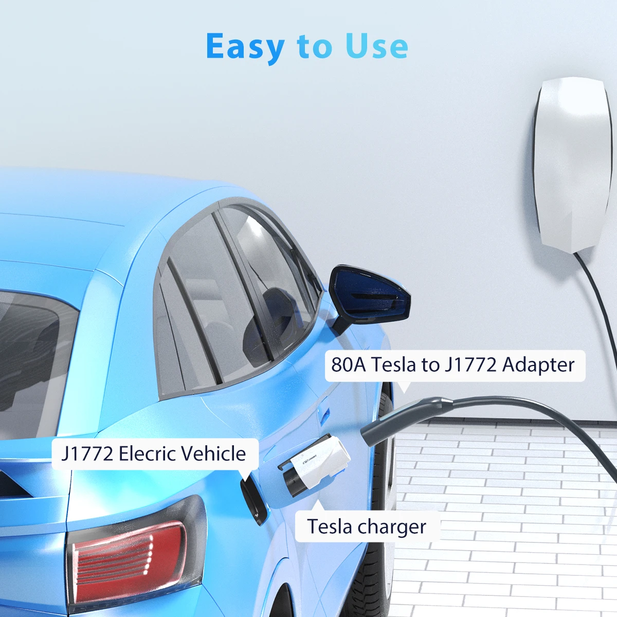 EVDANCE Portable Electric Car Tesla to J1772 Adapter 80A 20Kw EV Fast Charging Accessories Compatible with Tesla NACS Chargers