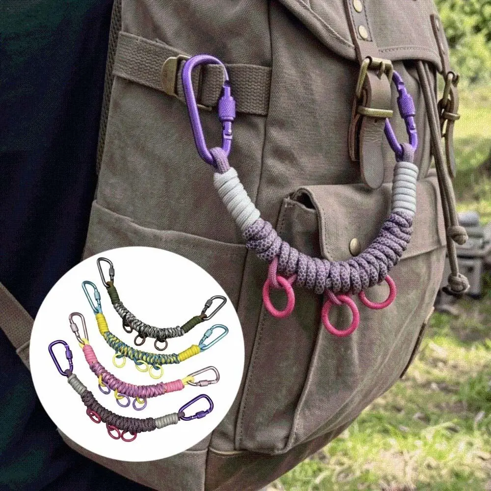 Hand Woven Paracord Bag Charm Rope Vibrant Dopamine Detachable Backpack Extension Strap Lightweight Sturdy Multifunctional