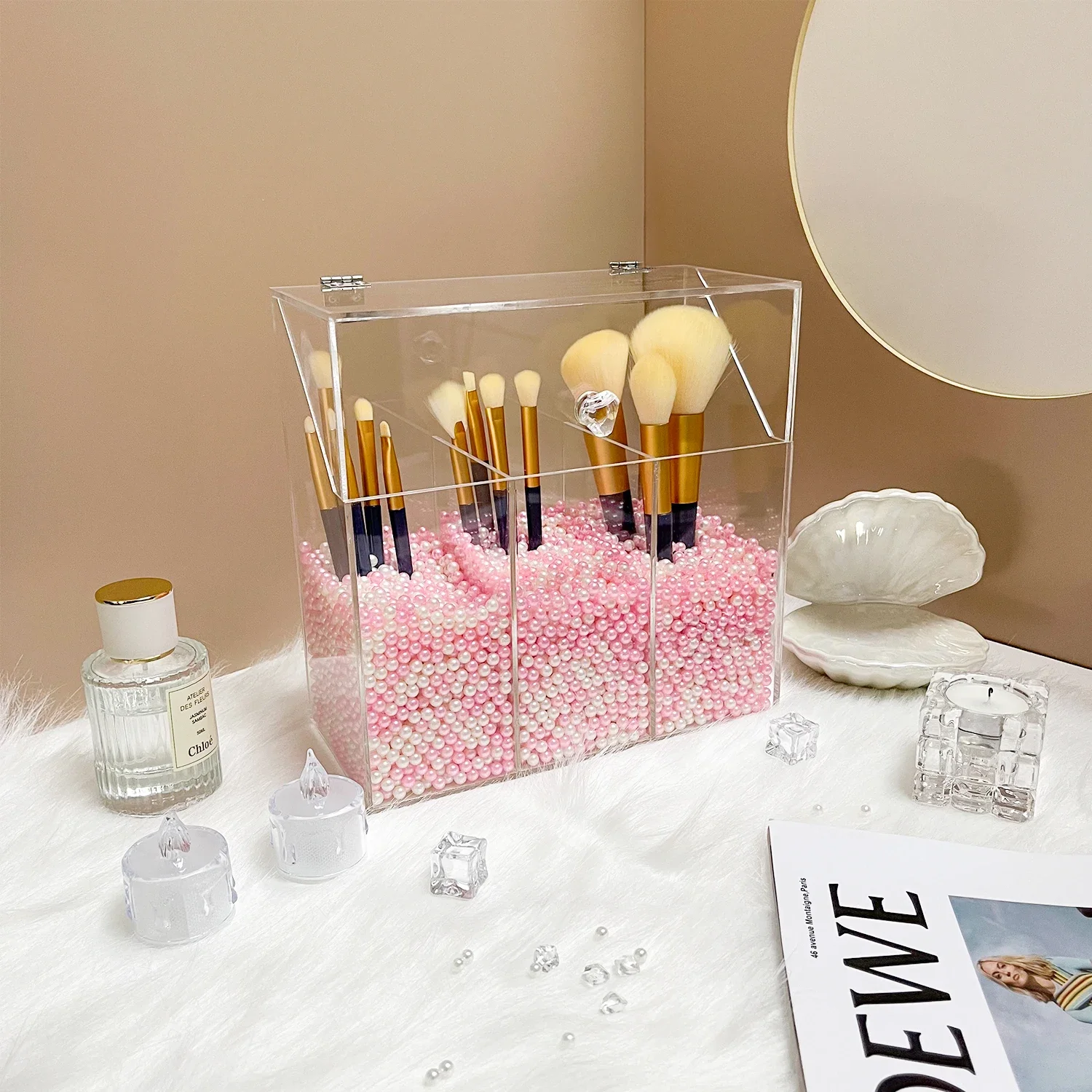 

Clear Acrylic Cosmetic Storage Box, Makeup Storage Organizer, Eyeliner, Pen, Blush, Eyeshadow, Brushes Holder Box, Desktop