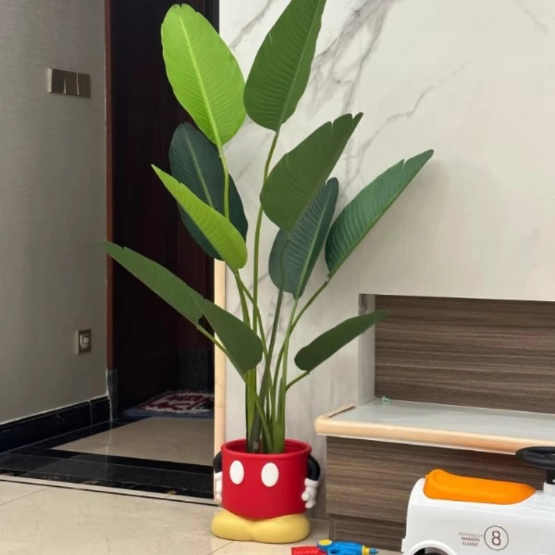 

Cartoon Mickey Modelling Figure Floor Standing Flowerpot Living Room Model Ornaments Home Garden Plant Creative Vase Pretty Gift