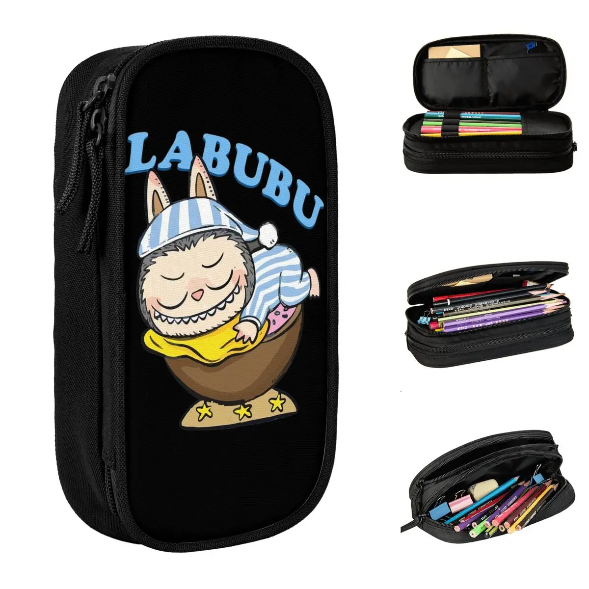 POP MART Labubu Sleep Cute Cartoon By Popmart Accessories Pen Box Large Capacity Kids School Supplies Pencil Bag Suprise Gift