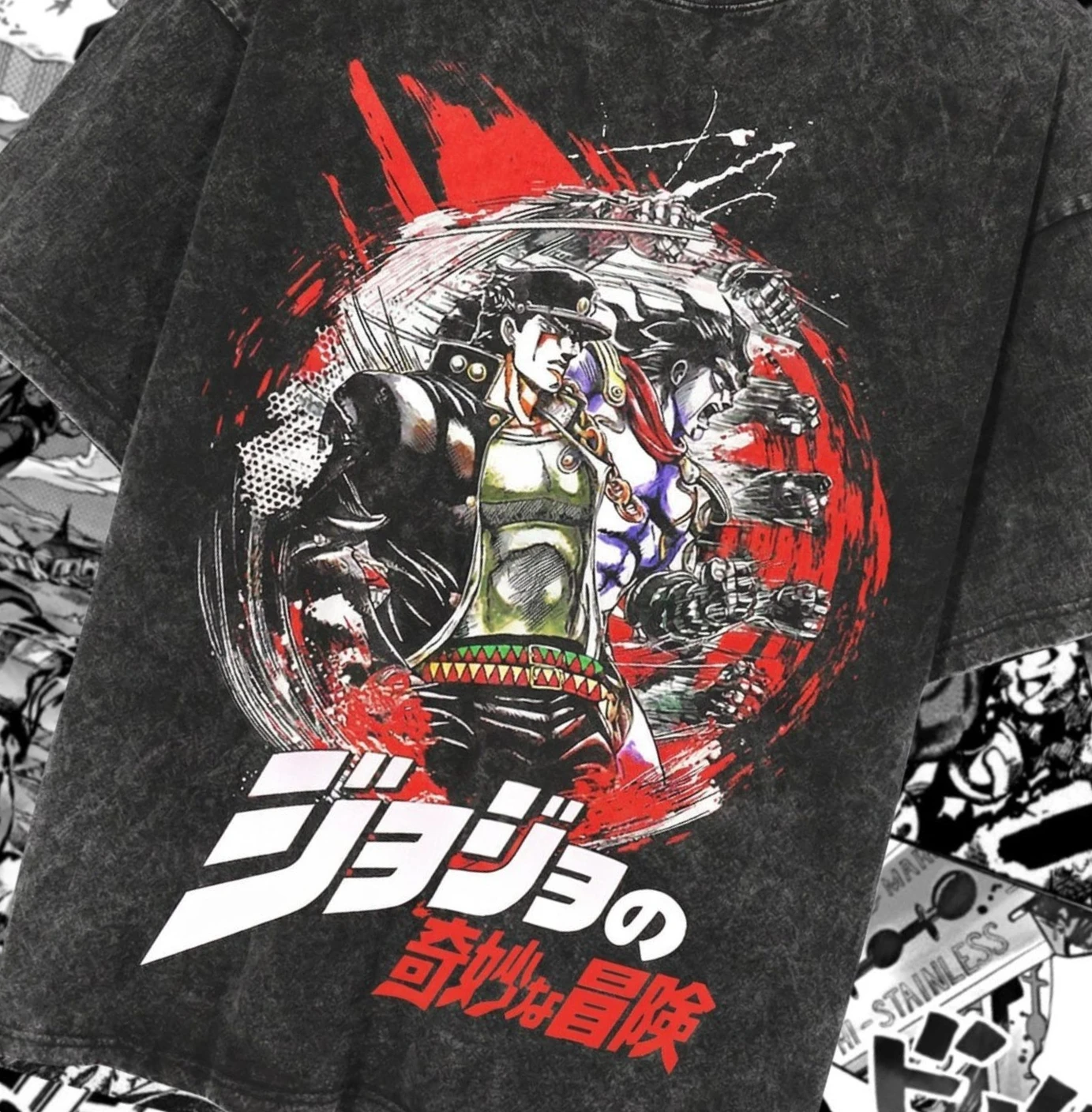 Jojo Bizarre Adventure Anime Graphic T Shirt Manga Tee Japanese Streetwear Wash Shirt Cotton T Shirts Sweatshirt Men Clothing