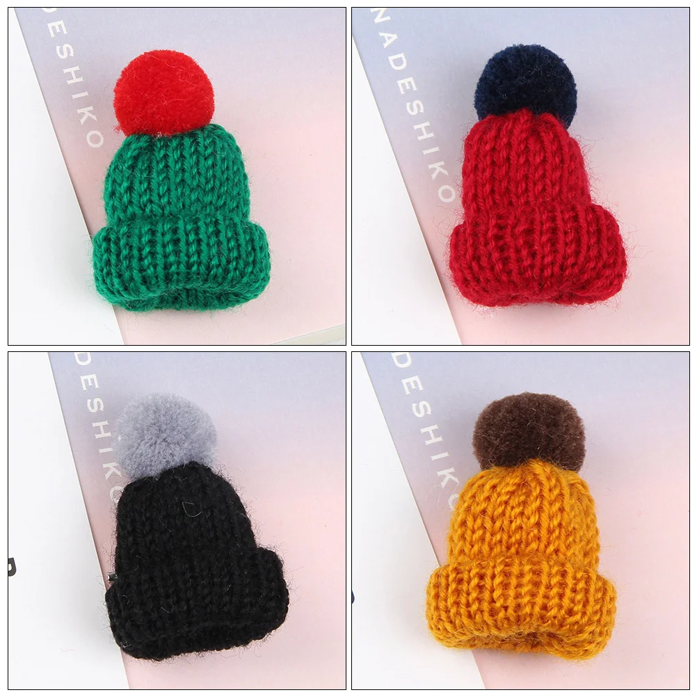 

1Set Mini Knitted Hats Small Lovely Finger Hats Durable Kids Clothing Brooch Mobile Case Decor Clothes Accessories