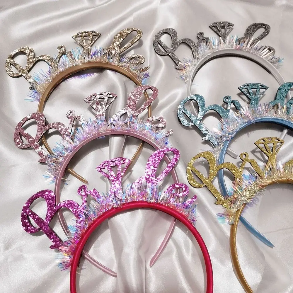 Romantic Wedding Bride Crown Shining Single Birthday Party Headband Temperament Women Sequins Hair Hoop