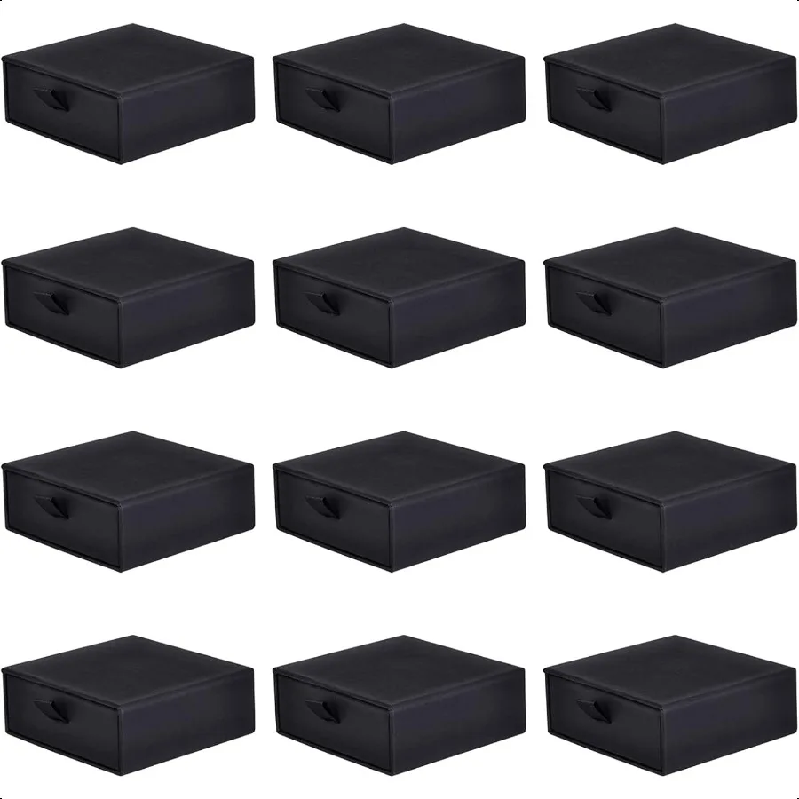

12 Pack Cardboard Drawer Display Jewelry Boxes 3.5x3.5 1.4 Inch Black Gift Boxes Thick Kraft Paper Box Jewelry Gift Packaging C