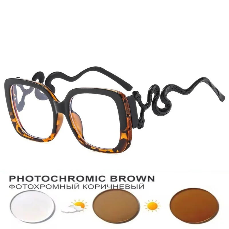 Square Large Frame Non-Prescription Glasses Anti-Blue Light Glasses  Women Retro Glasses Prescription glasses for myopia 0~-6.00