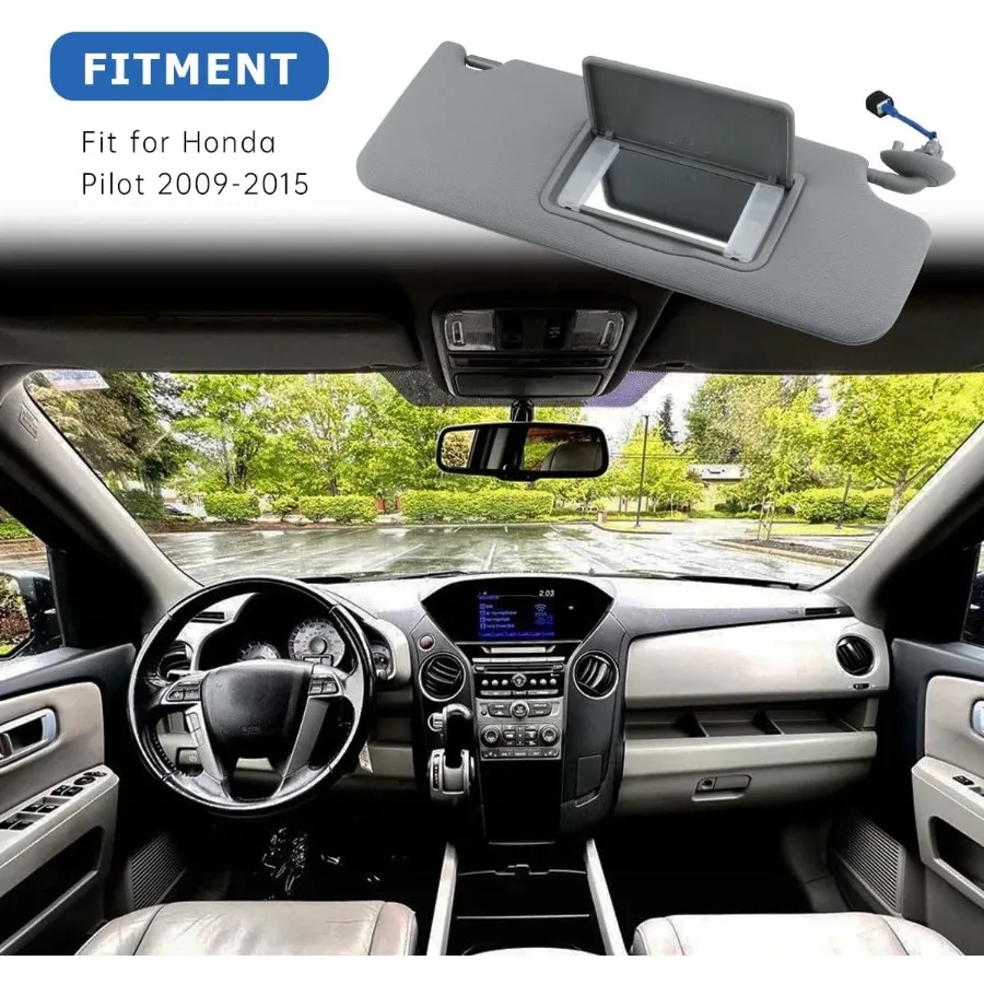 حاجب من الشمس من جانب الركاب لعام 20092015 ملحقات طيار هوندا من القماش أقنعة حماية من الشمس للسيارة بديلة مع مرآة لتعزيز #3