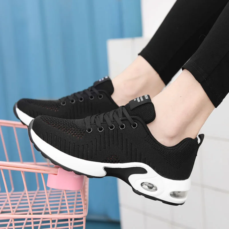 Ladies Trainers Casual Mesh Sneakers Pink Women Flat Shoes Lightweight Soft Sneaker Breathable Footwear Basket Shoe Plus Size 42