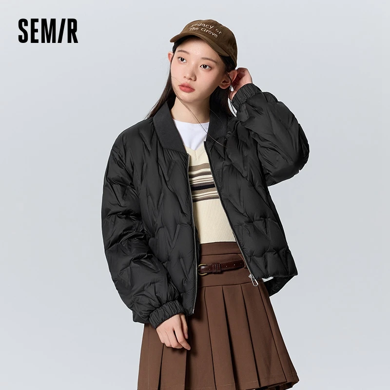 Semir Down Jacket Women Baseball Collar Casual Fashion Winter Loose Lightweight Simple Temperament Coat