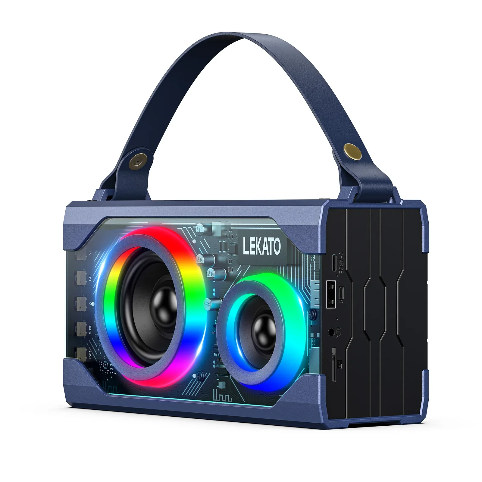 Lekato Новый 12H+ Время воспроизведения Громкий смешанный RGB-подсветка Bluetooth-динамик Прозрачные беспроводные колонки с богатыми басами 25 Вт HD Стереозвук