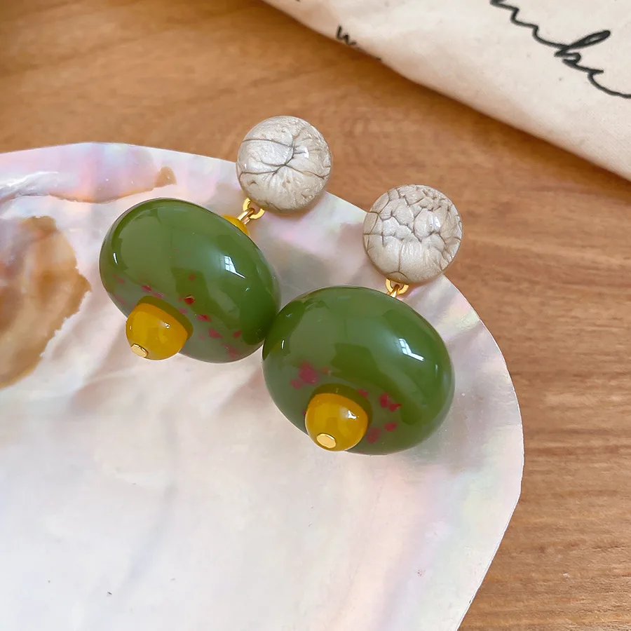 Fashion Resin Acrylic Beads Dangle Earrings for Women Classic Style Trendy Daily Accessories Multi Color Design Jewelry Gifts