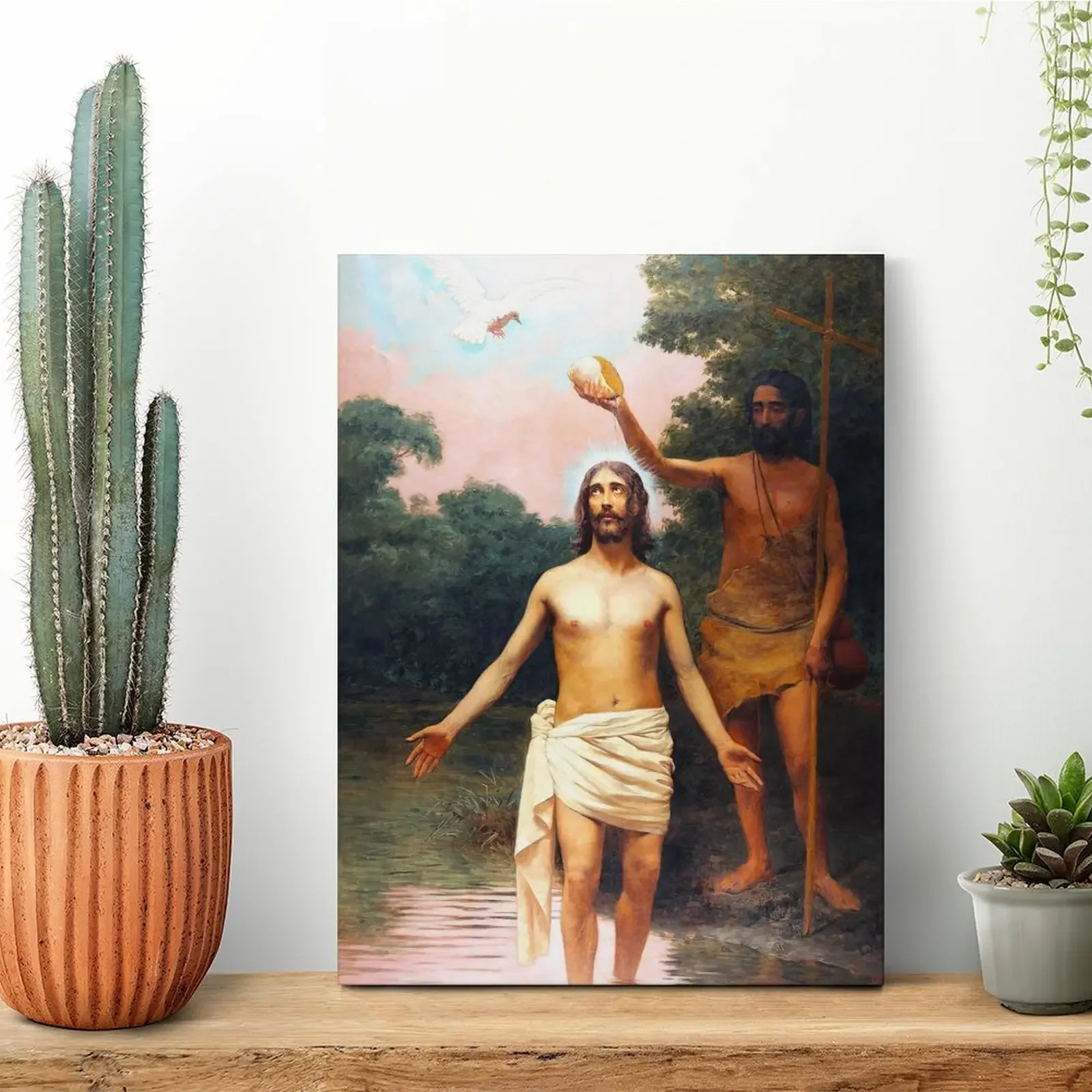 Baptism Of Jesus Christ Canvas Painting Garage Living Room Rusty Personalized Cave Framed Wall Paintings