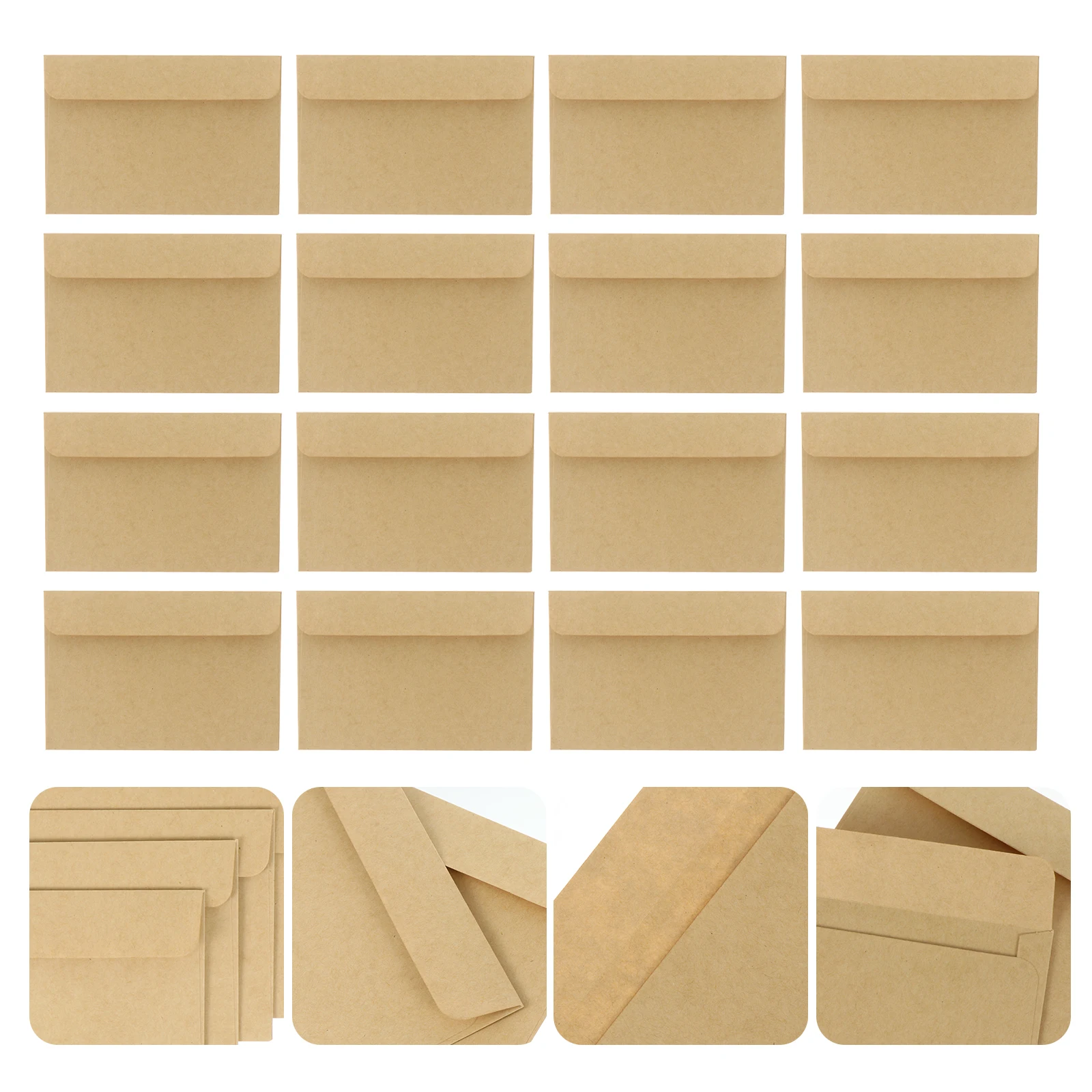 

50Pcs Kraft Envelopes Plain Color Blank Non-Printed Envelopes for Wedding Gift Tags Thank You Cards Mailing