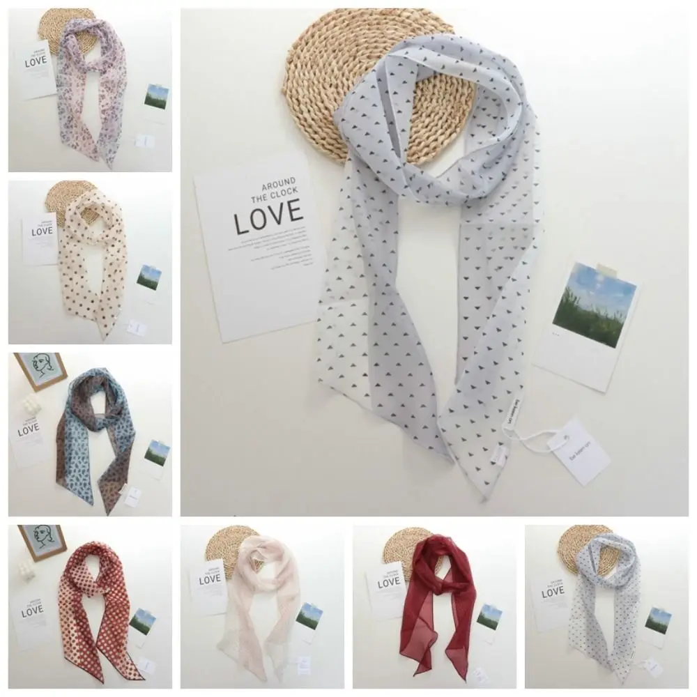 

Elegant Polka Dots Long Scarf Versatile Color Block Design Thin Waist Belt Trendy Style Lace-up Design Fashionable Sash Wedding