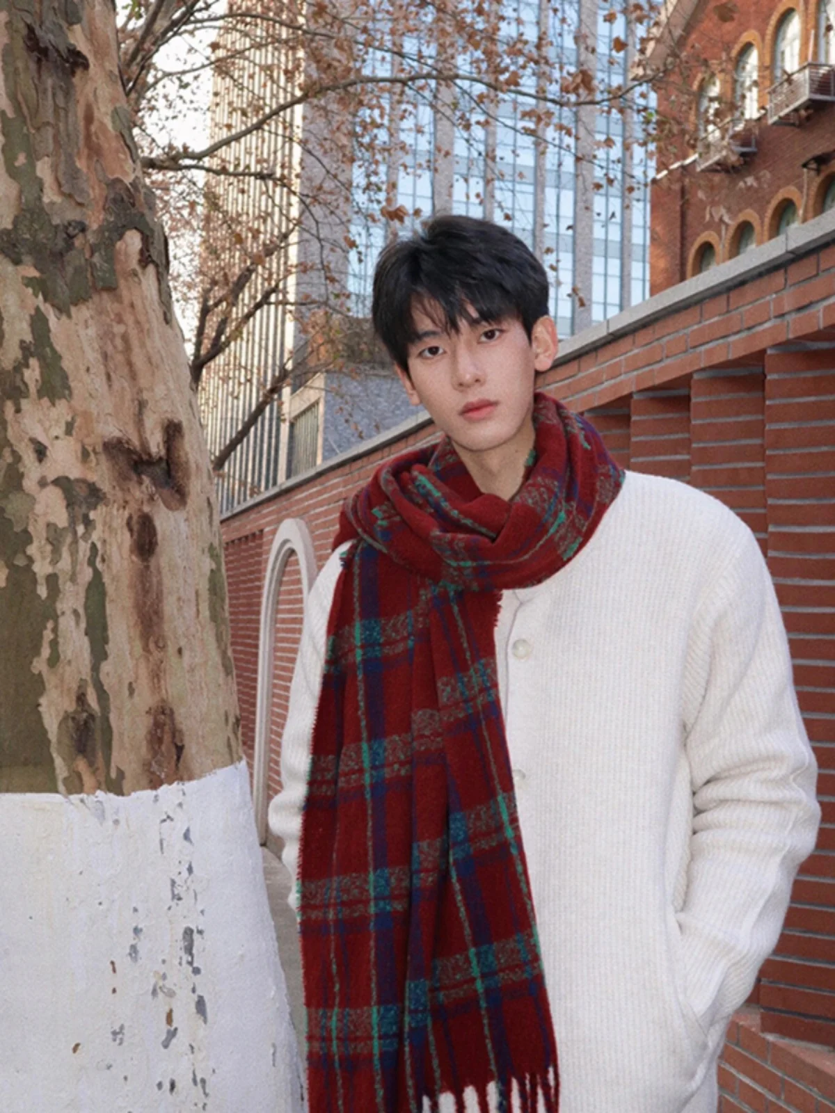 

Corduroy f-High Collar Knitted Sweater Men's Winter Faion Teenager Chic College Sle Loose Fit Long Sve Cardigan