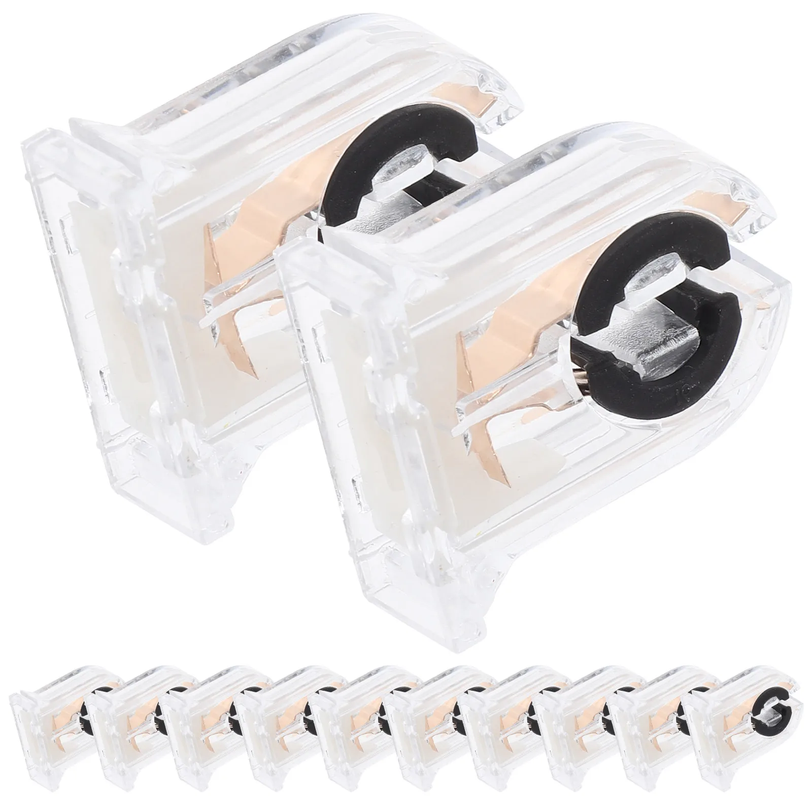 

12 Pcs Lamp Holder Fluorescent Socket Non Shunted Tube Light Bracket Tombstone Led Transparent Lamp Base Spring Rotating