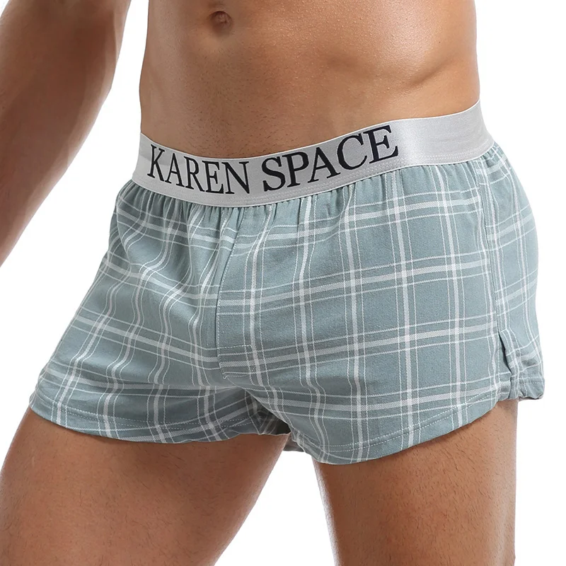 

High Quality Men Arrow Pants Boxers Shorts Man's Fashion Plaid Low Waist Pouch Underpants Cuecas Shorts