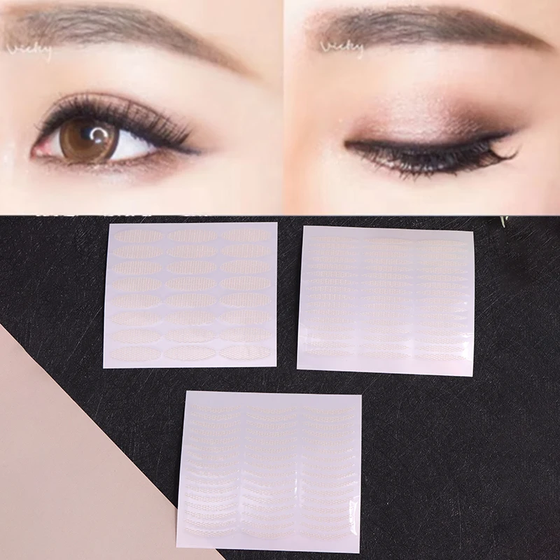 4 Sheets Eyelid Tape Sticky Invisible Double Fold Eyelid Lace Paste Clear Stripe Natural Self-adhesive Eye Tape Makeup Tool