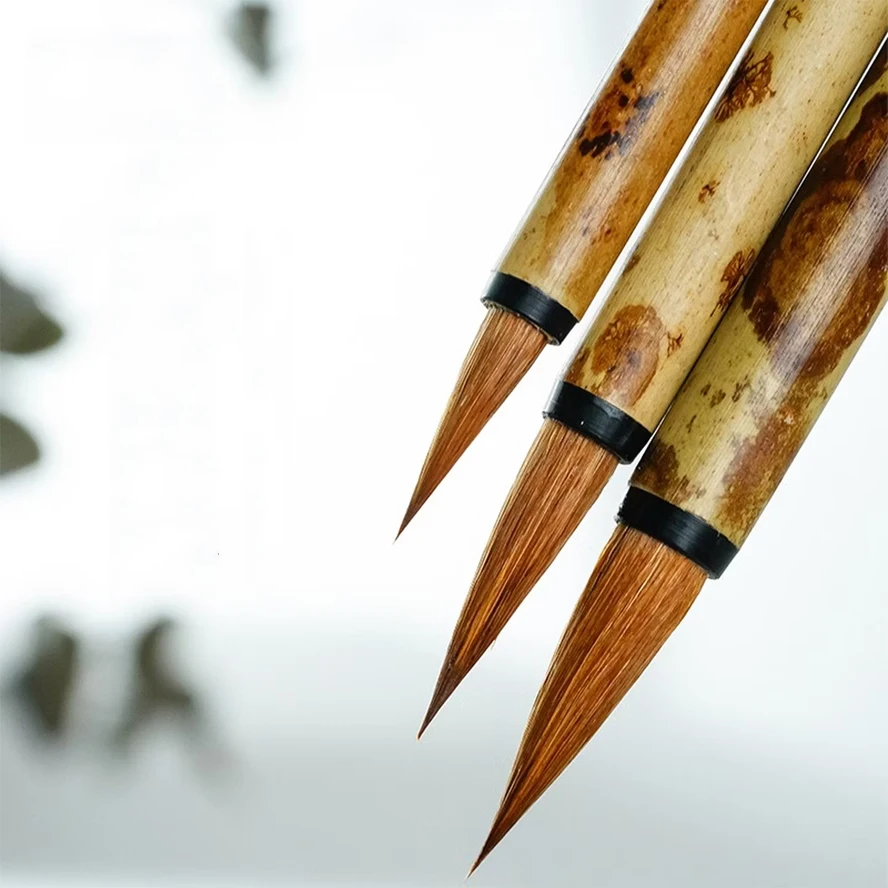 Pure Weasel Hair Brush - Master‘s Choice for Painting Calligraphy, Handmade Pen with Bamboo Handle for Sumi-e Sutra Writing