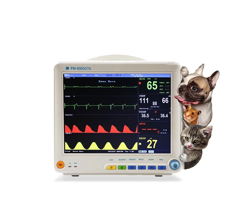 veterinary patient monitor 12.1 inch portable  ICU vital signs multi-parameter monitor  of optional 2 channel printer, CO2, IBP