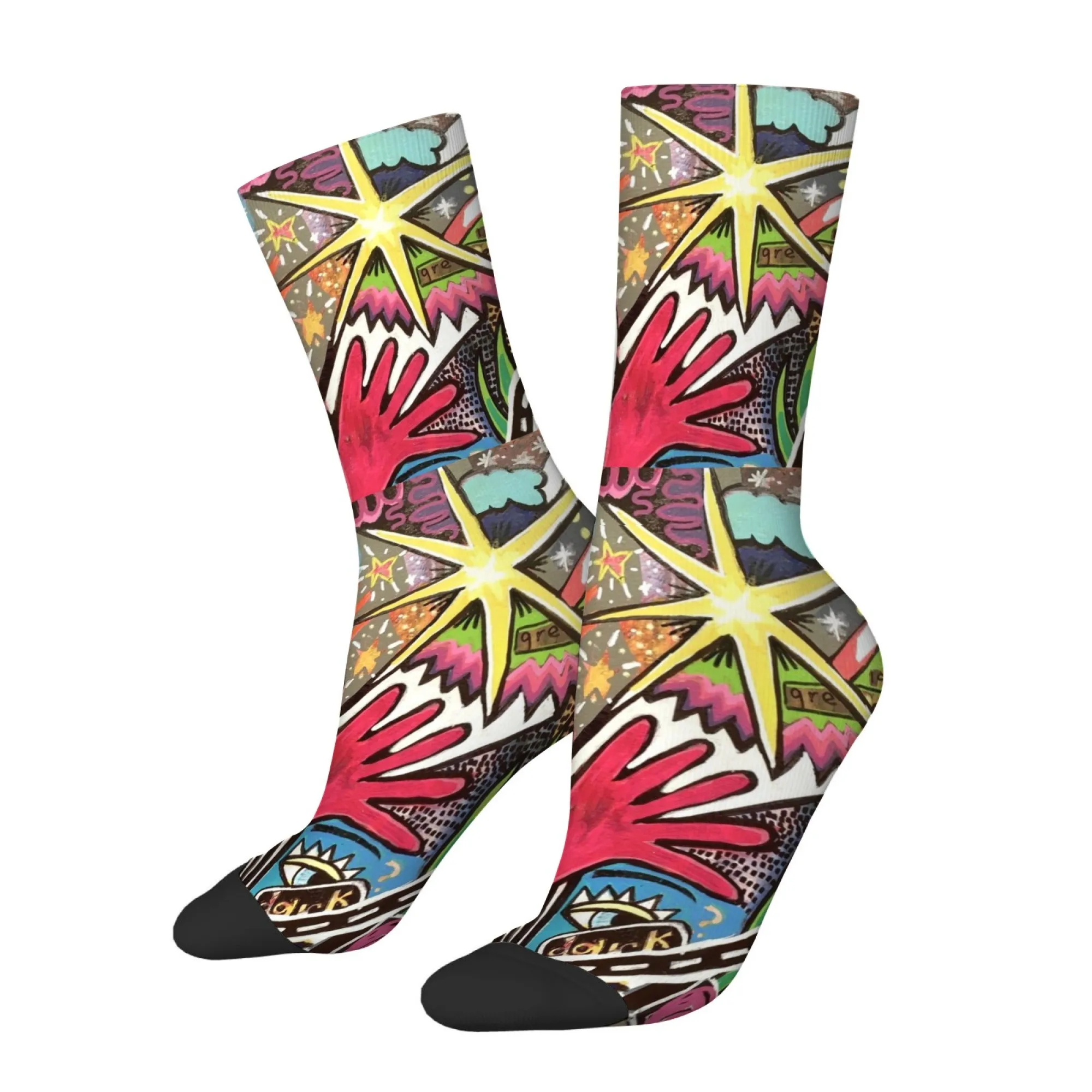 Avant-garde and Postmodern Style Art Abstract Eye Men Mid-calf Socks Unique Outfit for Art Gallery Visits Soft Breathable Socks