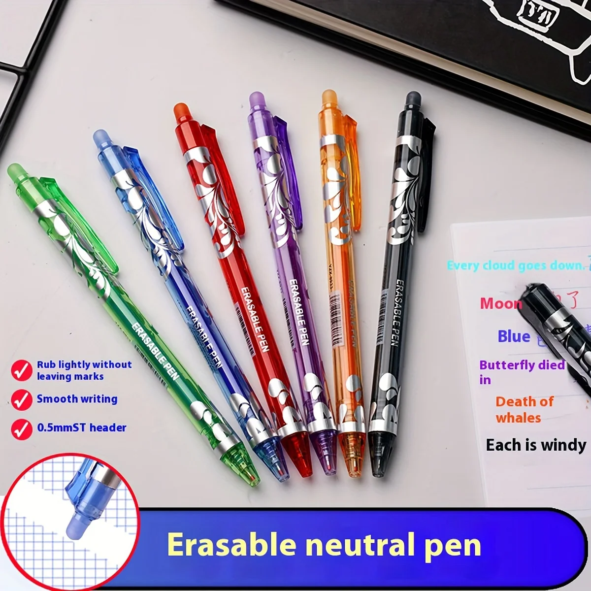 36 Teile/satz 0,5mm Löschbaren Gel Stift Set-6 Farben Tinte Schreiben Gel Stifte Minen Stangen Waschbar Griff