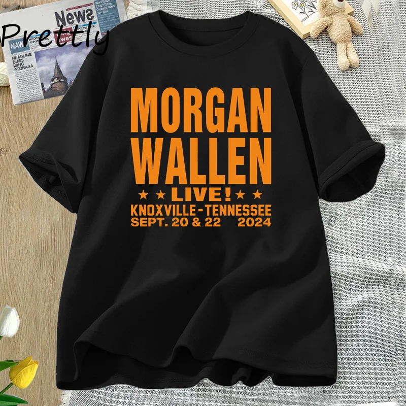 Morgan Wallen Concert T Shirt Fashion Cotton Short Sleeve T-shirts Football Game Orange Printed T-shirt Womans Clothing