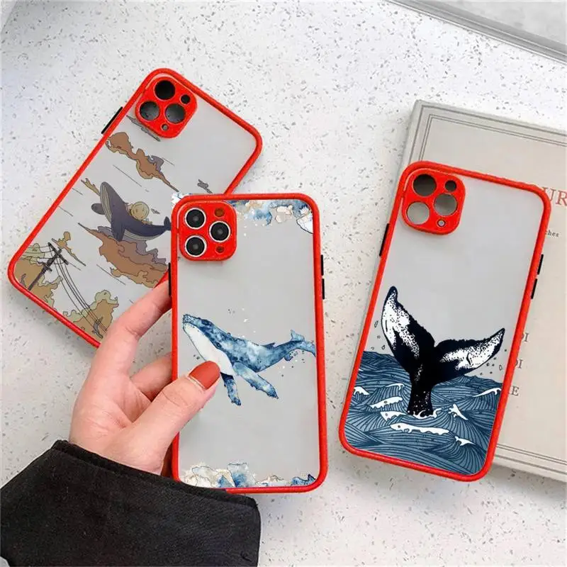 Ocean whale hand drawn pattern Phone Case matte transparent For iphone 11 12 13 6 s 7 8 plus mini x xs xr pro max cover