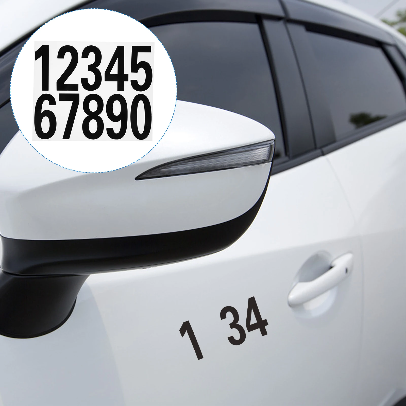 

4 Sets Car Stickers Digital Reflective Number Mailbox House Decorative Numbers Black Decal