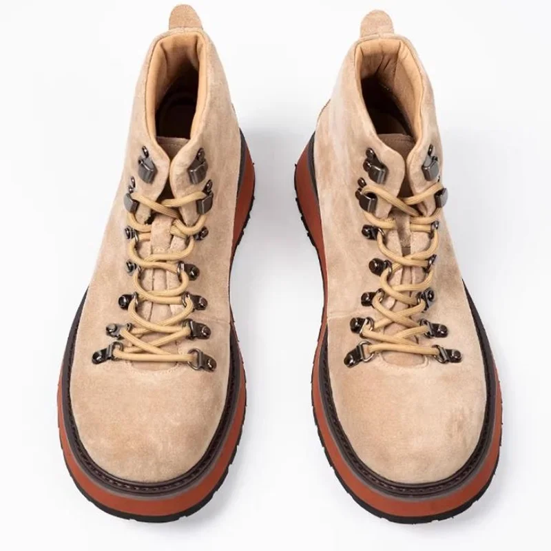 Japanese Thick Sole Genuine Leather Outdoor Ankle Boots Men Autumn Work Boots High Top Shoes Vintage Desert Boots - view 4