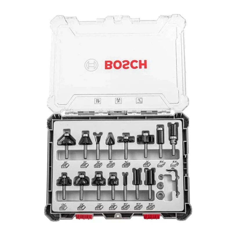 Bosch Shank Milling Cutter Router Bit Set 1/4in Professional Wood Cutter Carbide Shank