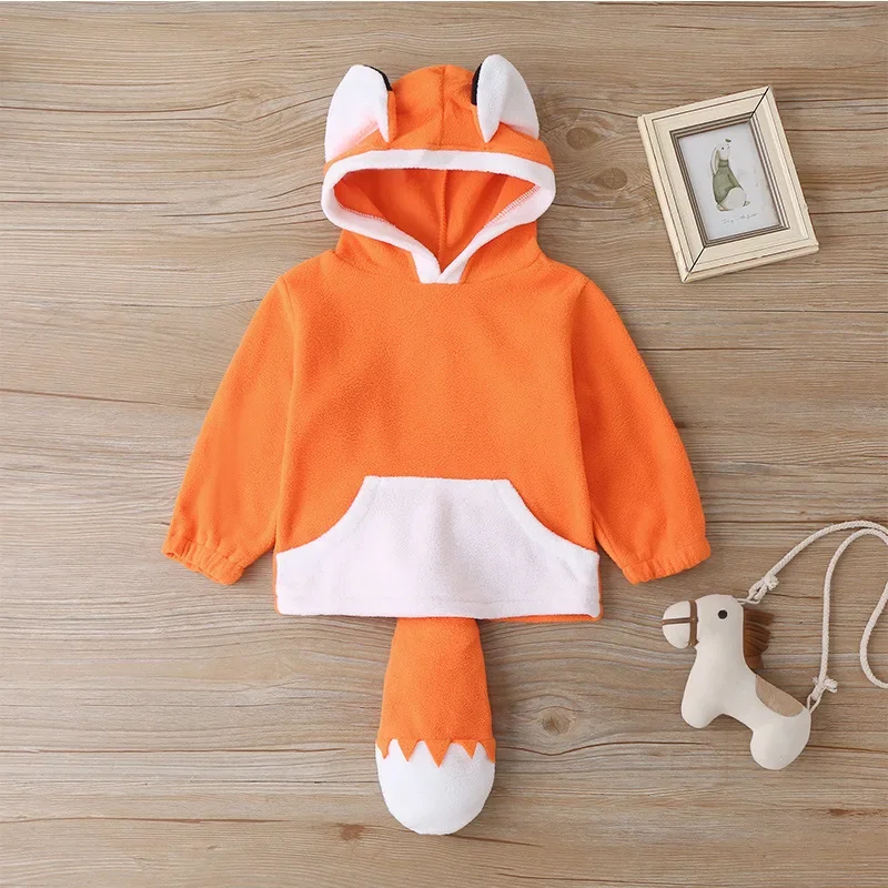 Hot Halloween Kid baby Fancy Fox and tail Cosplay Costumes For Boys Girls Children Party lovely Fox styling Performance Clothing