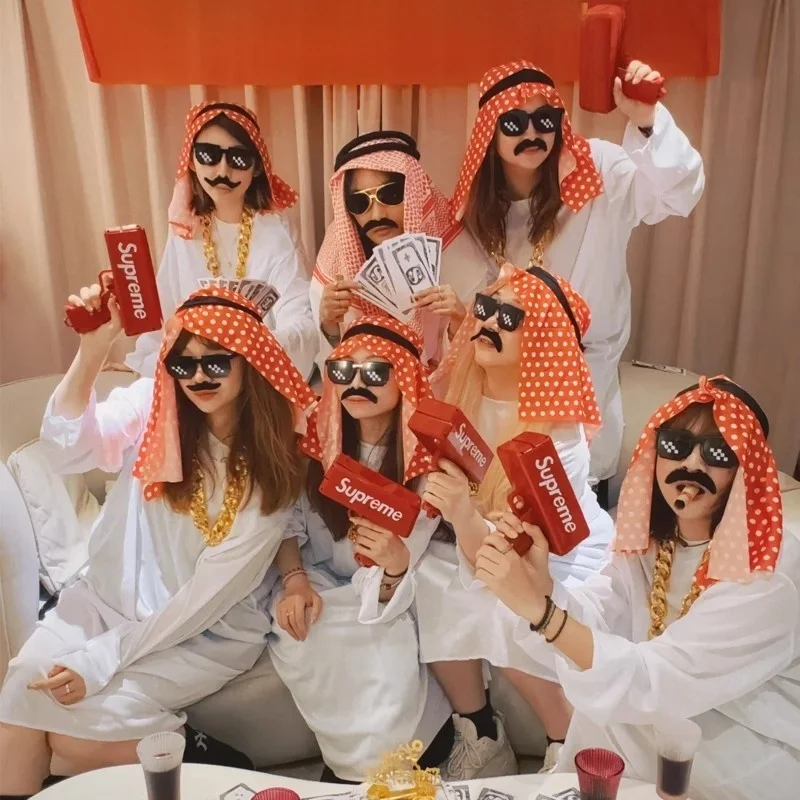 

Арабский принц Король для взрослых M Косплей Представление Дубай Ближний Восток Главный халат Хэллоуин Костюм Традиционная этническая сцена Ou...