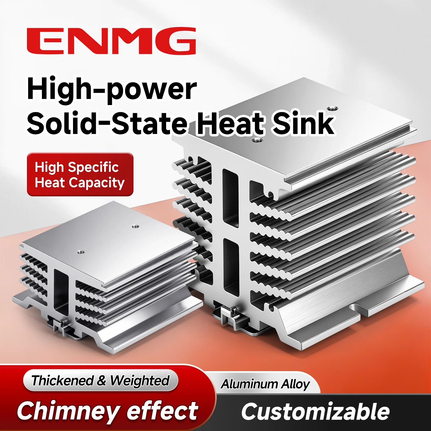 ENMG SSR High Power Solid State Relay Heat Sink 2 High Thermal Conductivity Single Phase Heat Sink Radiator Mount Aluminum Alloy