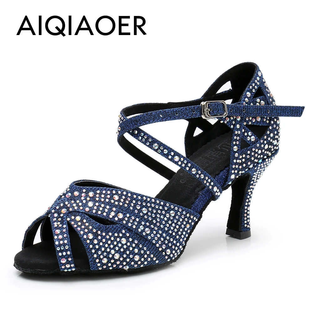 High Quality Rhinestone Latin dancing shoes Lady Tango Salsa dance hall dancing shoes high-heeled lady wedding shoes