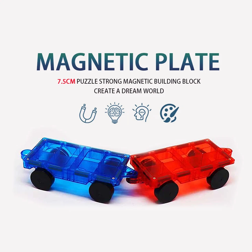 2/4PCS Farbe Fenster Magnetische Cube Magnet Bausteine Montessori Spielzeug Magnetische Ziegel Kinder Geschenk Sets Spiel Modul auto Basis