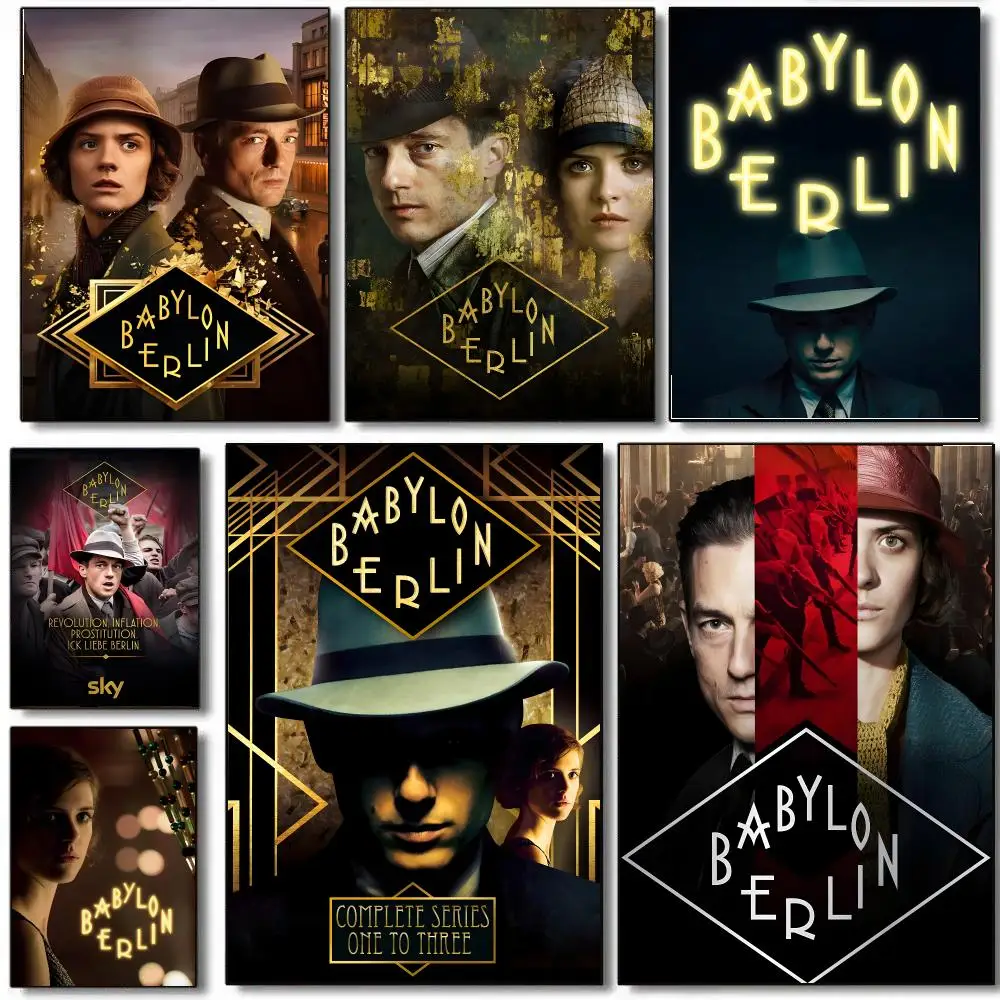 Black TV Series B-Babylon Berlin Poster Self Adhesive Sticker Home Living Room Bedroom Entrance Bar Cafe Art Painting Decoration