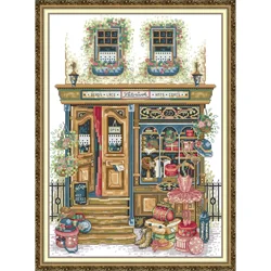 Joy Sunday-Pre-printed Cross Stitch Kit, DIY Easy Pattern, Aida 14, 11CT Stamped Fabric Embroidery Set, Clothing Store