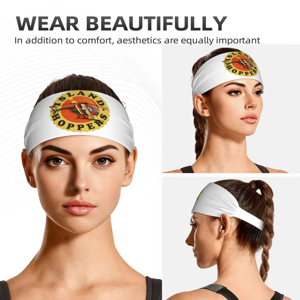 عصابة رأس مخصصة من Island Hoppers Magnum PI للرجال والنساء، عصابة رأس رياضية سريعة الجفاف، لصالة الألعاب الرياضية واليوجا والجري