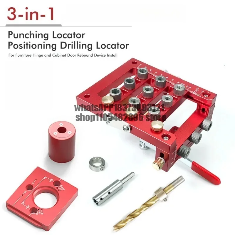 Carbon Steel Hole Marker,Winter Home Improvement DIY 3-in-1 Hinge Locator Punch Tool,35mm Cabinet Door Hinge Jig for