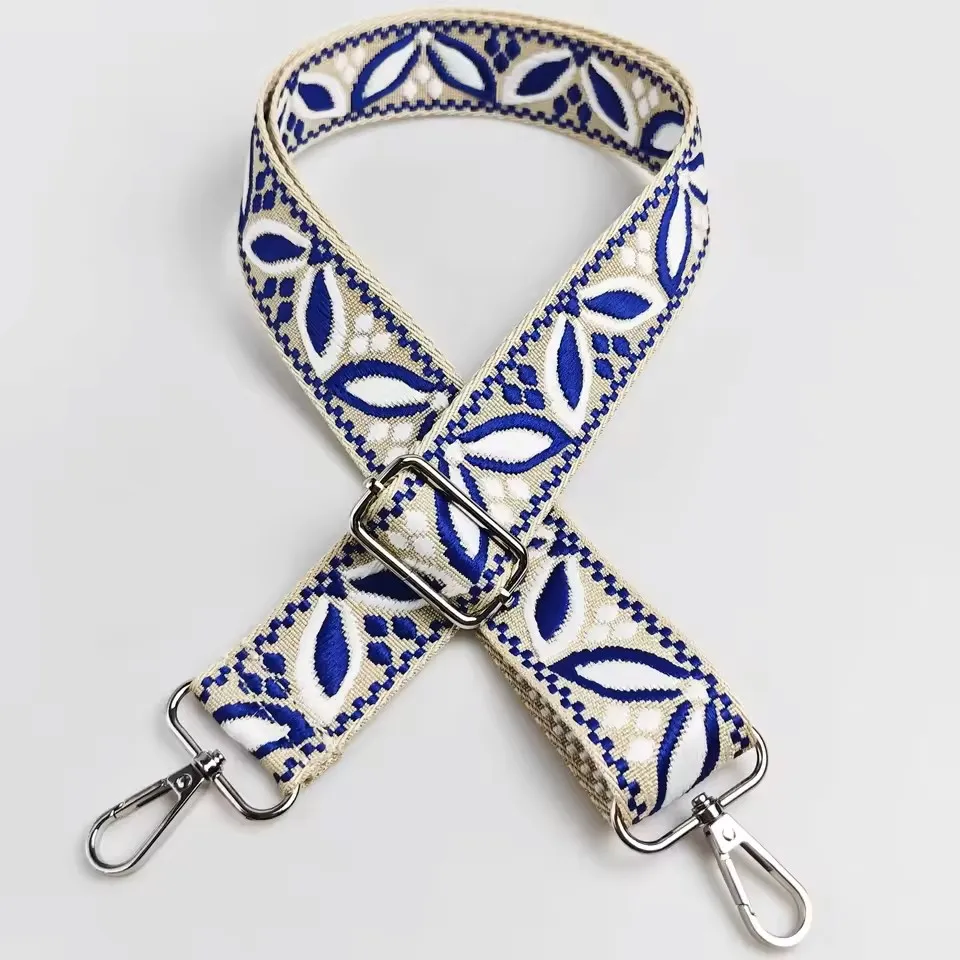 1 Stück 1,50 Zoll breiter, verstellbarer Handtaschenriemen, Ersatz-Umhängegurt, Schultergurt mit Magnolienmuster, Jacquard-Riemen – Detail 9