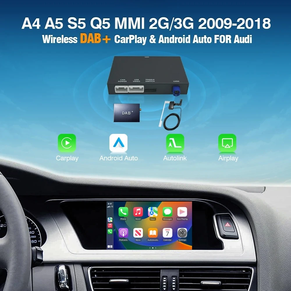 

wireless carplay concert adapter box multimedia display For Audi A4 B8 A5 S5 Q5 2008-2018 mmi 3g,auto Android Auto