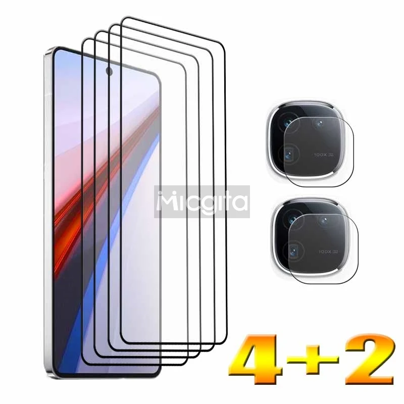 4+2 Full Cover For VIVO IQOO 12 Screen Protector 9H Tempered Glass and Soft Fiber Lens film