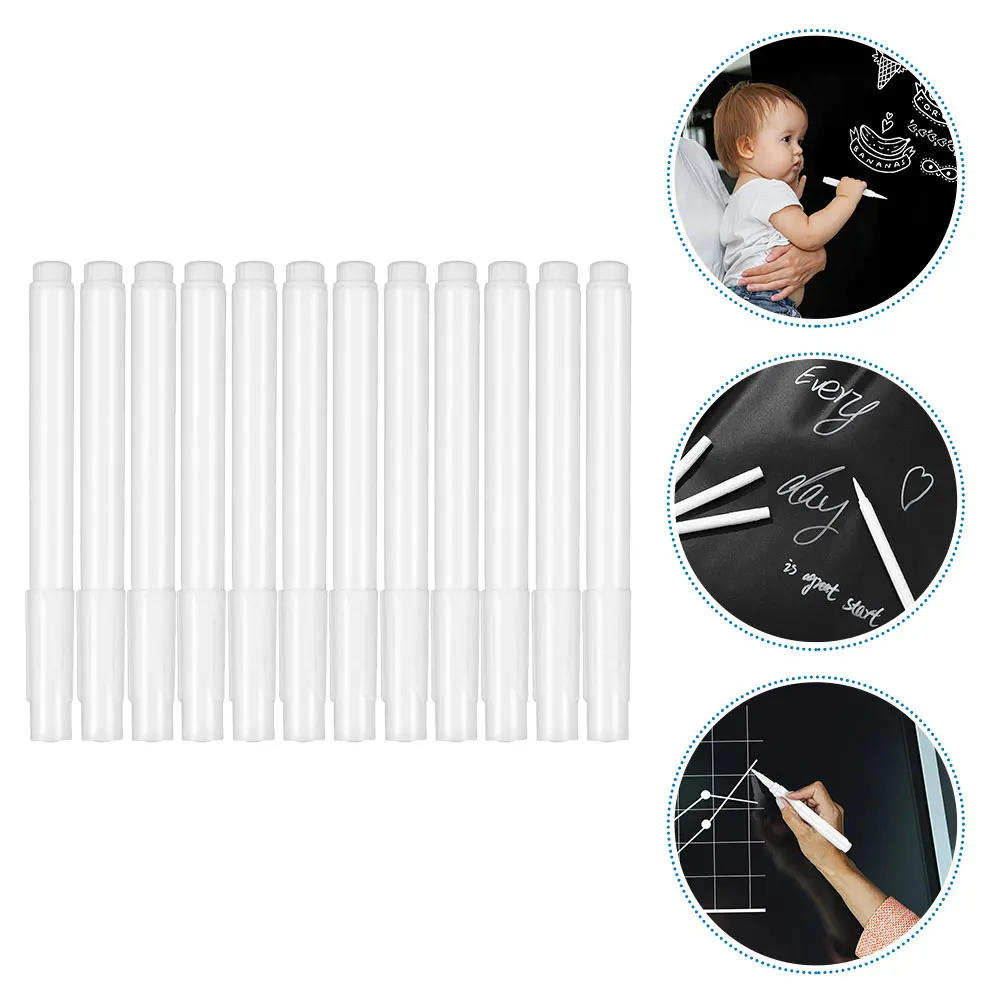 

12 Pcs Chalk Lamp Board Pen Wet Wipe Markers Liquid Easy to Operate Erasable Pens Black Plastic Dry Erase for Chalkboard Wall