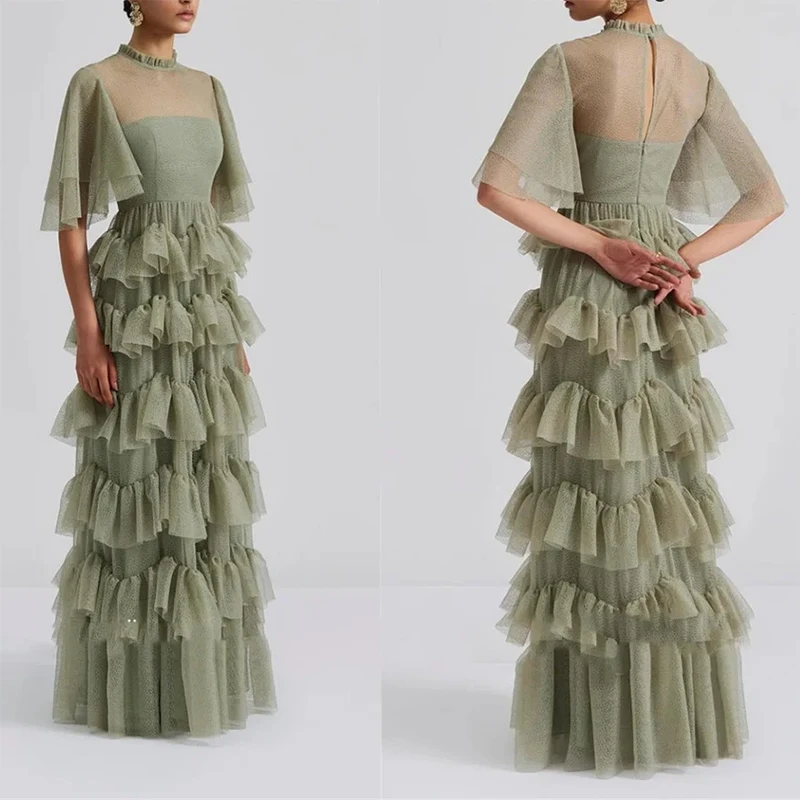 

Customized Elegant Long Tiered Evening Dresses for Special Occasions Floor-Length Sweep Train Women Gala Prom Party Gowns 2025